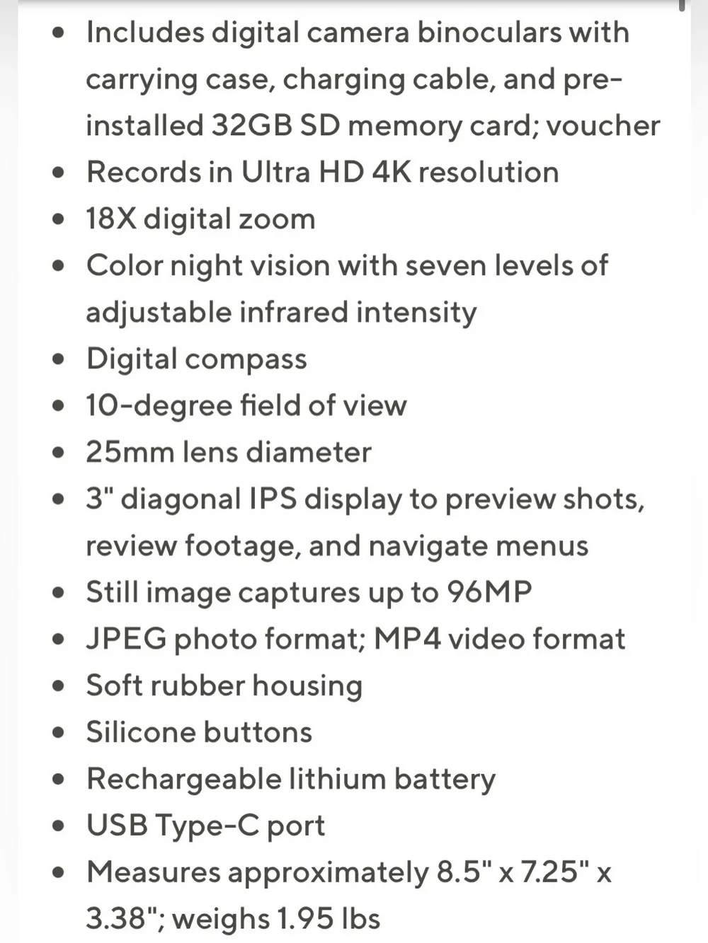 4K Binocular Camcorder Camera with Night Vision